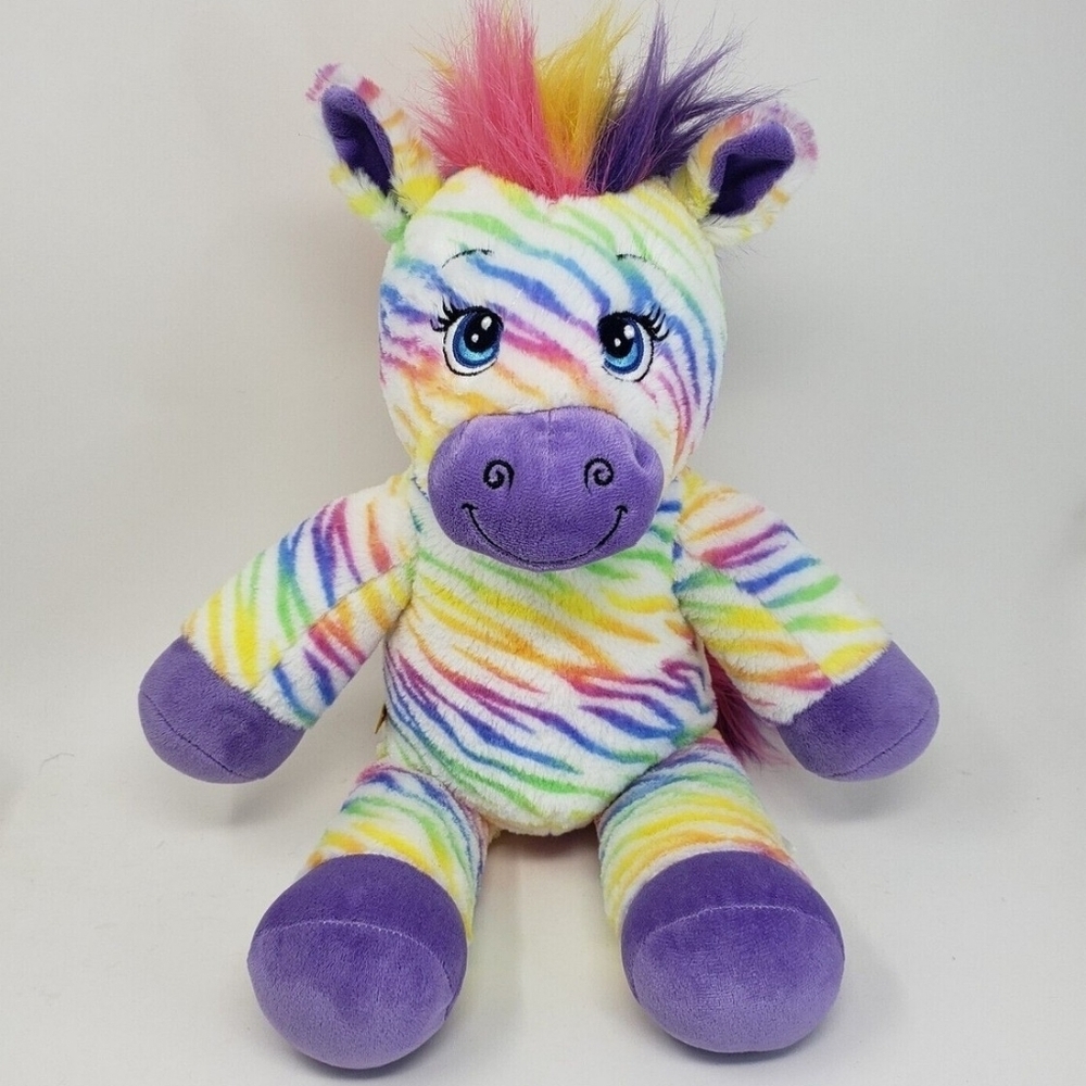 Build A Bear Workshop Rainbow Zebra Plush Soft Tie Dye Stuffed Animal Toy